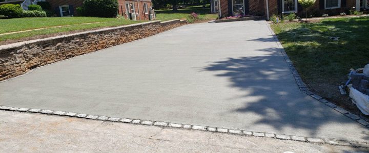 a finished concrete driveway construction
