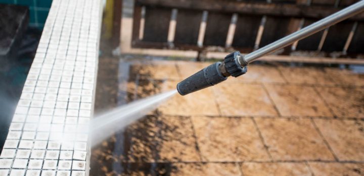 outdoor floor cleaning with high pressure water