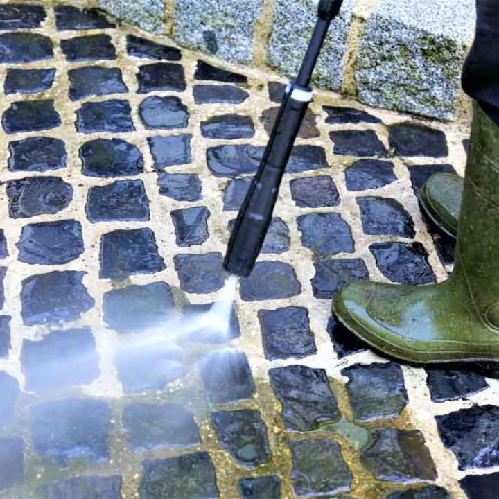 An Image of walkway cleaning - high pressure cleaner